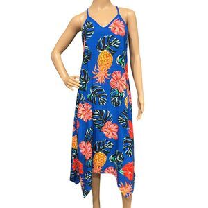 TOMMY BAHAMA Floral Tropical Piña Cool-Ada Pineapple Midi Slip Dress Sz XXS